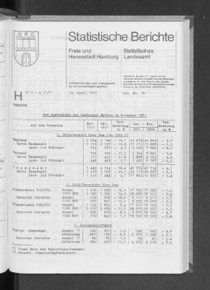 Der Seeverkehr des Hamburger Hafens im November 1971 : Lfd. Nr. 18