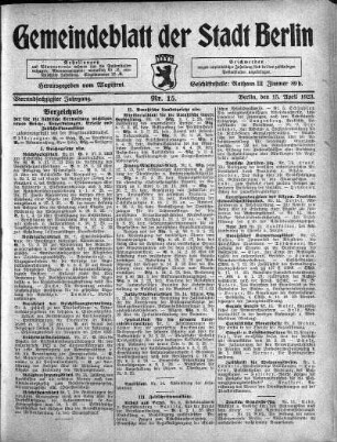 1923,15: Nr. 15, 15. April 1923