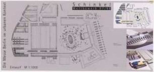 Freiflächenkonzept für die Messelandschaft Berlin Schinkelwettbewerb 1998: Grundriss 1:1000, Modellsimulationen