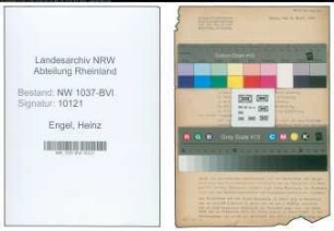 Entnazifizierung Heinz Engel , geb. 08.11.1897 (Chemiker)