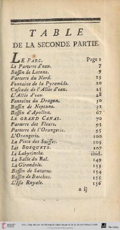 Table de la seconde partie