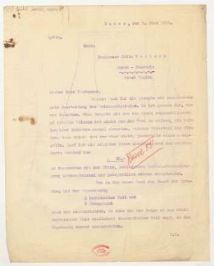 Brief an Fritz Volbach : 09.03.1926