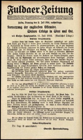 Ausgabe vom Dienstag, den 11. Juli 1916.