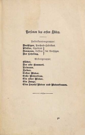 Die Weber : (Übertragung) ; Schauspiel aus d. 40er Jahren