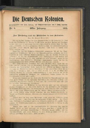 Der Reichstag und die Mischehen in den Kolonien.