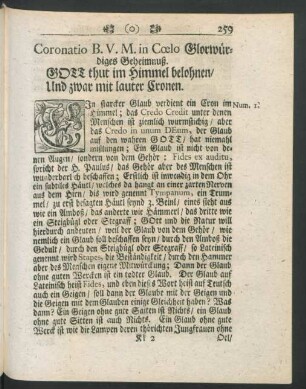 Coronatio B. V. M. in Coelo Grlorwürdiges Geheimuß