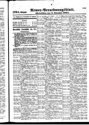 1704. Ausgabe. Freitag, 9. November 1917