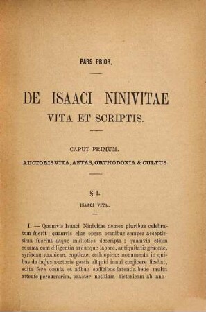 De S. Isaaci Ninivitae vita, scriptis et doctrina : Inaug. Diss.