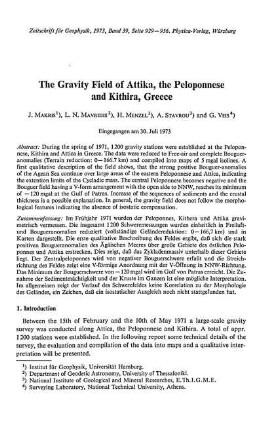 The gravity field of Attika, the Peloponnese and Kithira, Greece