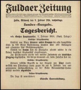 Ausgabe vom Mittwoch, den 09. Februar 1916.