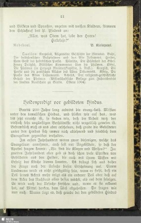 Heidenpredigt vor gebildeten Hindus