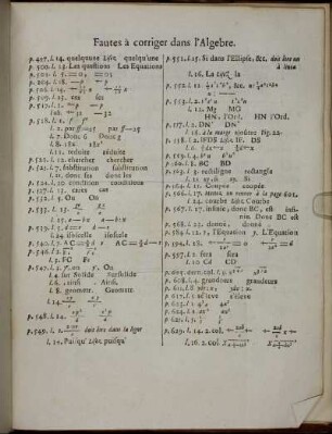 Fautes à corriger dans l'Algebre.