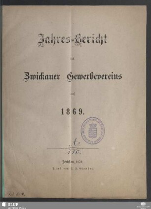 1868/69(1870): Jahresbericht des Gewerbevereins zu Zwickau