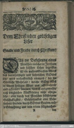 Dem Christlichen gottseligen Leser