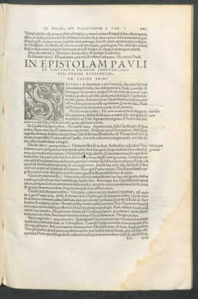 In Epistolam Pauli Ad Timotheum Priorem Annotationes Des. Erasmi Roterodami.
