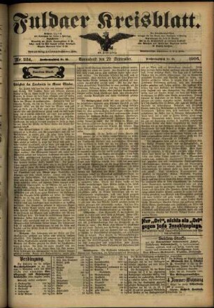 Zweite Ausgabe vom Samstag, den 29. September 1906.
