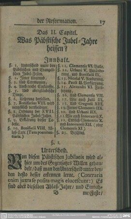 Das II. Capitel. Was Päbstische Jubel-Jahre heissen?