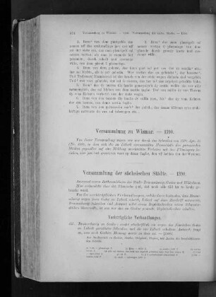Versammlung der sächsischen Städte. - 1390.