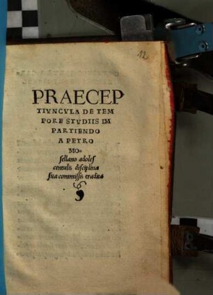 Praeceptivncvla De Tempore Stvdiis Impartiendo