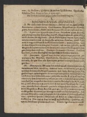 I. Magnificentiae Definitio