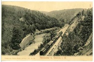 Ostritz. Neißetal und Eisenbahnzug