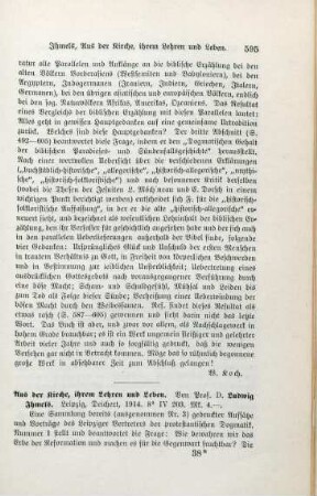 595-596 [Rezension] Ihmels, Ludwig, Aus der Kirche, ihrem Lehren und Leben