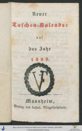 Neuer Taschen-Kalender: ... auf das Jahr 1859