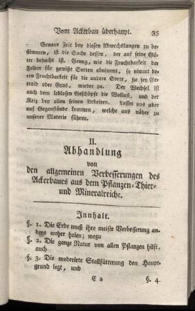 II. Abhandlung von den allgemeinen Verbesserungen des Ackerbaues aus dem Pflanzen-Thier- und Mineralreiche.