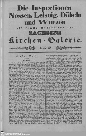 Kloster Buch, Bockendorf, Langenstriegis, Zschaitz : 15. Lieferung