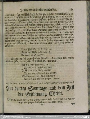 Am dritten Sonntage nach dem Fest der Erscheinung Christi