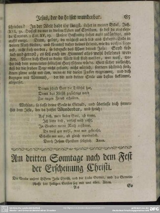 Am dritten Sonntage nach dem Fest der Erscheinung Christi