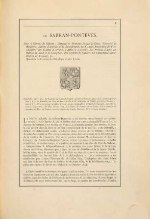 Généalogie historique de la maison de Sabran-Pontevès