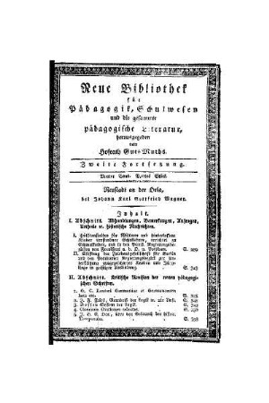 Inhalt [vierter Band, viertes Stück]