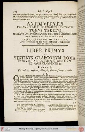 Tomus tertius omnia ea complectens, quae tum apud Graecos, tum apud Romanos ad uitae usum pertinent