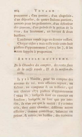 Article huitieme. De la chambre des comptes, ...