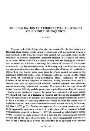 541-548, The evaluation of correctional treatment of juvenile delinquents