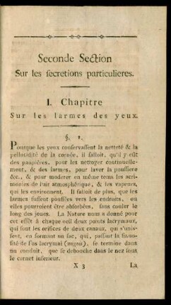 Seconde Section Sur les secretions particulieres