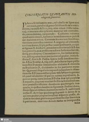 Conformatio Quadrantis Horologici & geometrici