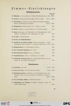 Zimmer-Einrichtungen (Nr. 229-275)