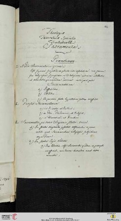 Diskussionsskizze: Theologiæ Theoreticæ Specialis Tractatus VI. Sacra¬menta. Prænotiones