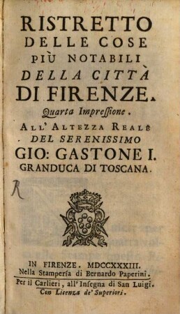 Ristretto delle cose più notabili della città di Firenze