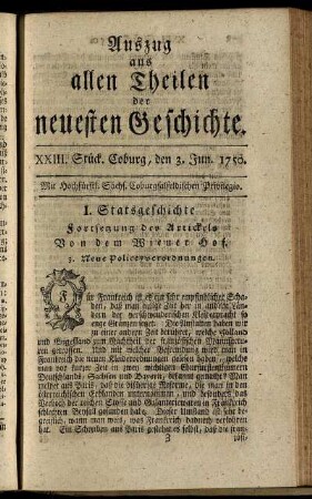 XXIII. Stück. Coburg, den 3. Jun. 1750.