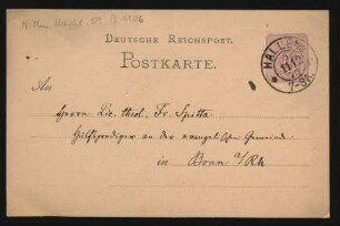 Postkarte an Friedrich Spitta : 11.12.1879
