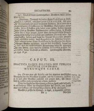 Caput III. Practica Eaque Politica Seu Publica Justitiæ Contrararia Horumque Causæ.