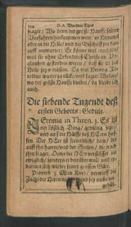 Die siebende Tugendt deß ersten Gebotts: Gedult.