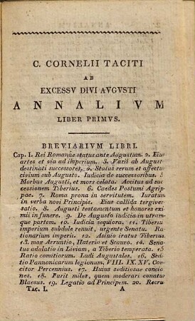 C. Cornelii Taciti opera, 1. Annalium libri XVI