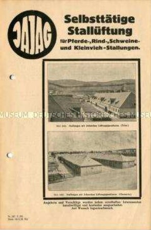 Selbsttätige Stallüftung für Pferde-, Rind-, Schweine- und Kleinvieh-Stallungen.