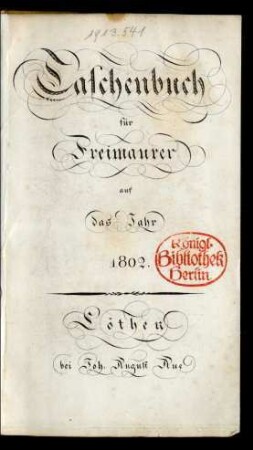 1802: Taschenbuch für Freimaurer auf das Jahr 1802