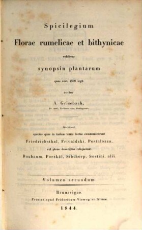 Spicilegium florae rumelicae et bithynicae exhibens synopsin plantarum, 2