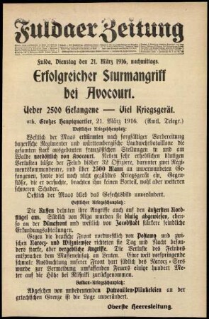 Zweite Ausgabe vom Dienstag, den 21. März 1916.